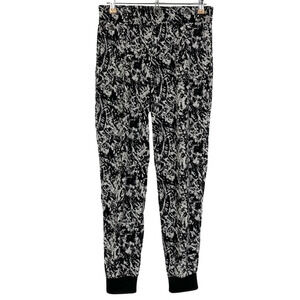 Aqua Brand Printed Jogger Pants Womens Small Black Slacks Trousers Lightweight
